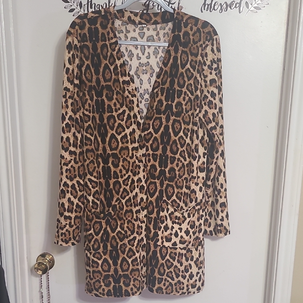 Leopard Print Long Blazer